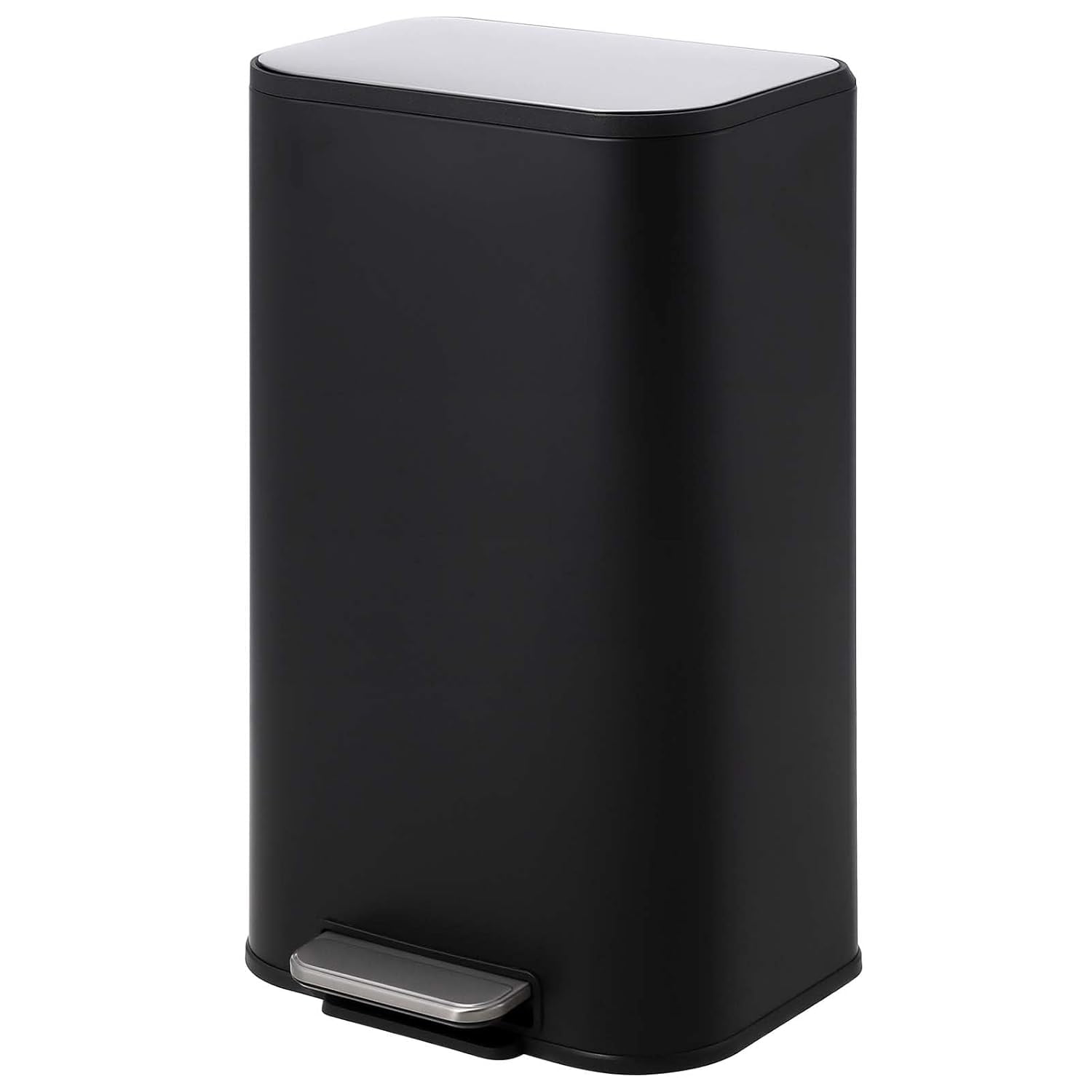 8 Gallon Bathroom Trash Can with Lid, Stainless Steel Foot Pedal Step ...