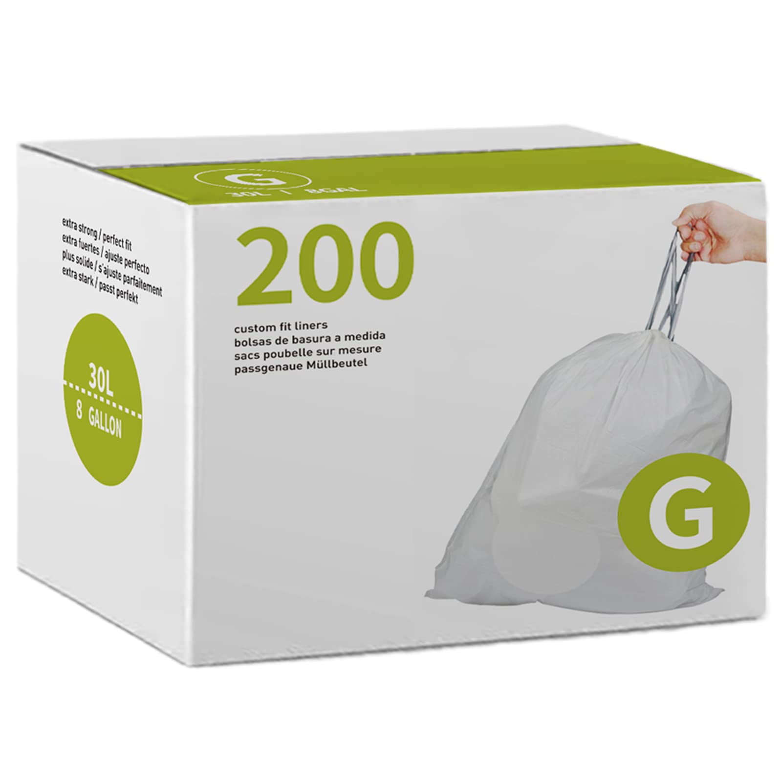 8 Gallon Code G AIF9 200 Count Drawstring Trash Bags 1.2 Mil THICK Heavy Duty | Compatible with simpleman Code G | White Garbage Can Liners 8 Gallon / 30 Liter Heavy Duty Plastic Trash Bags