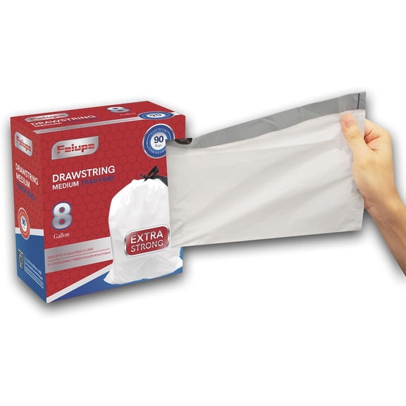 8 Gallon Drawstring Trash Bag Garbage Bag Trash Can Liner,90 Counts,0.74 Mil