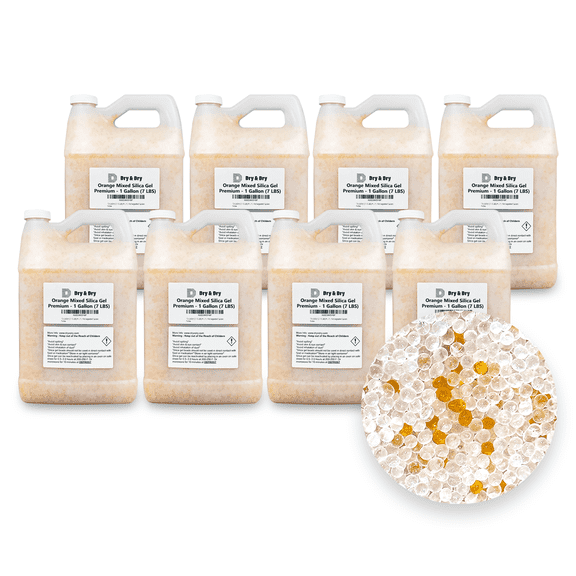 8 Gallon "Dry & Dry" Orange & White Mixed Indicating Silica Gel Beads (Industry Standard 3-5 mm), 3D Printer Desiccant - Reusable(56-60 LBS)