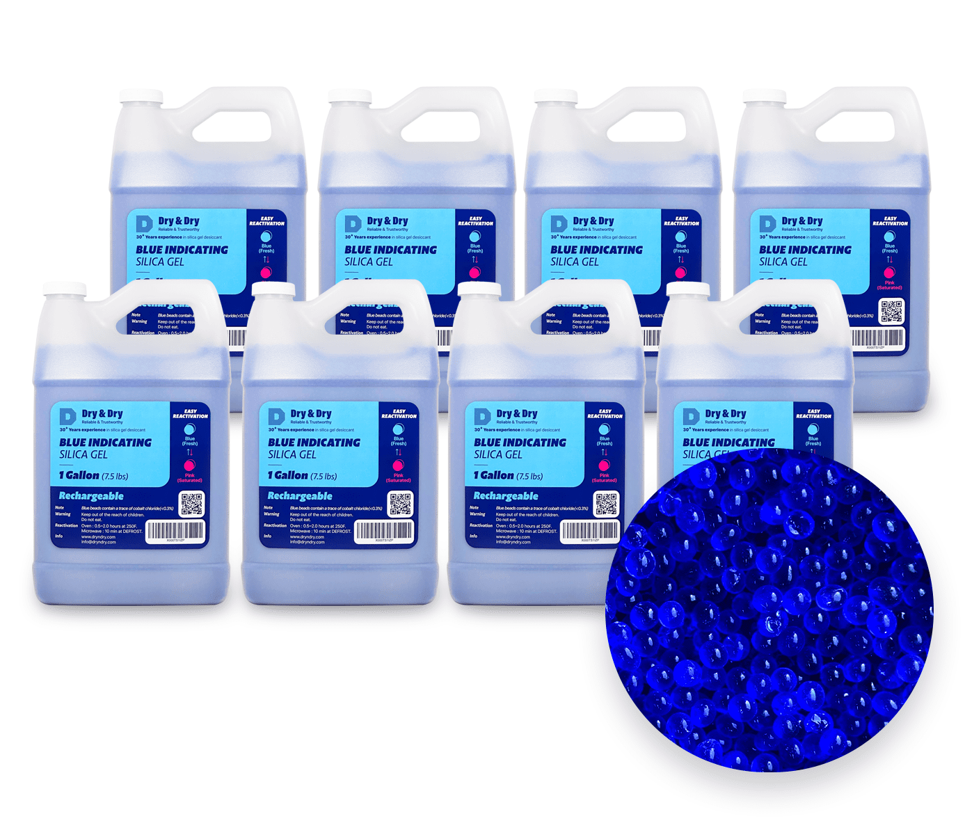 1 Quart Pure White Silica Gel Desiccant Beads 2LBS
