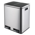 8 Gallon Dual Trash Can, 30L Stainless Steel Kitchen Garbage Can, Step