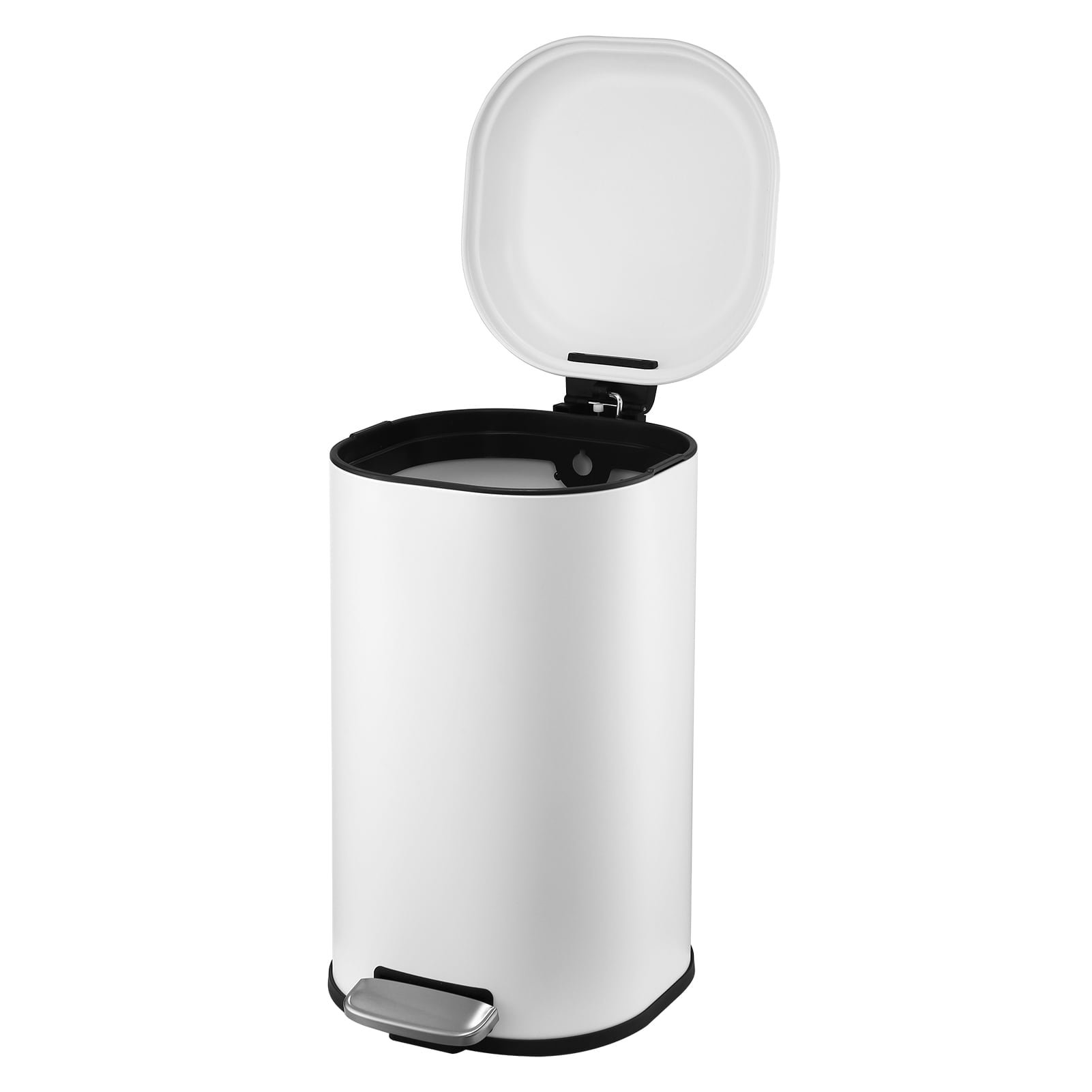 8 Gallon Kitchen Trash Can, 30 Liter Stainless Steel Garbage Bin Without Inner Bucket, Oval Step Recycling Bin with Soft-Close Lid for Dining Room, Bathroom, Home Office