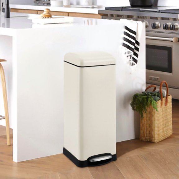 8 Gallon Kitchen Trash Can with Soft Close Lid, Step On Trash Can30 L Footstep Garbage Can for Kitchen Bedroom Home Office,Stainless Steel Waste Bin With Removable Inner Basket
