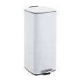 thumbnail image 1 of 8 Gallon Kitchen Trash Can, Stainless Steel Garbage Can with Lid and Inner Bucket, Step-On Square Trash Bin for Home Office Bedroom Bathroom Laundry Room - White, 1 of 8