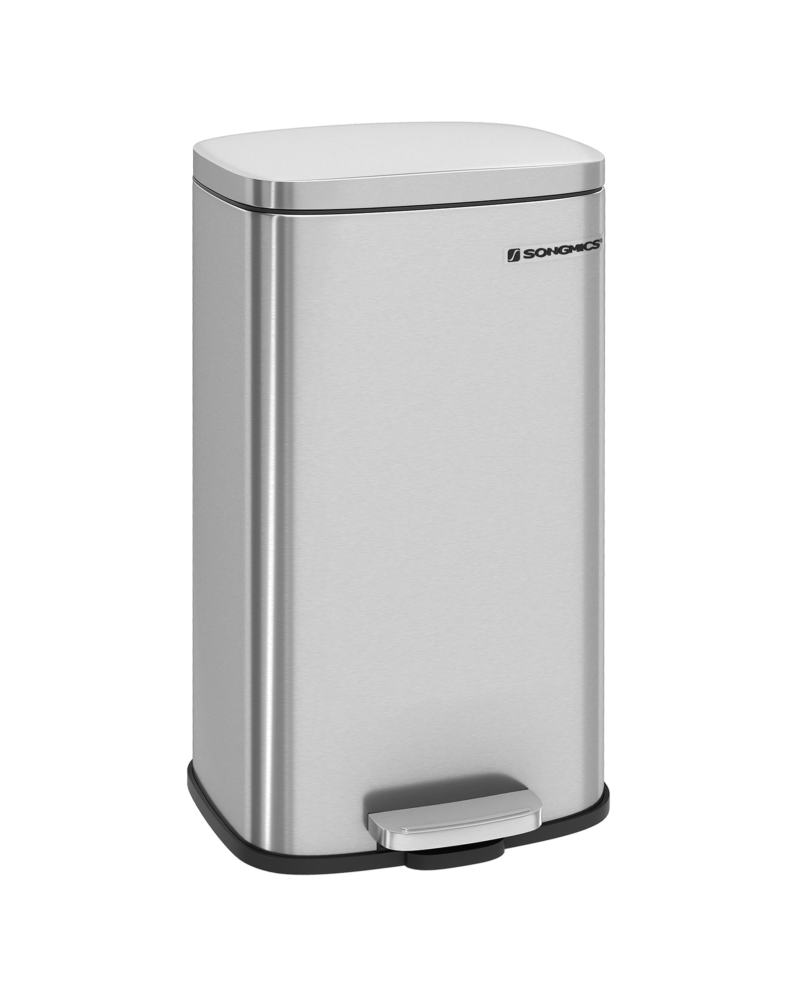 8 Gallon Kitchen Trash Can with Lid Stainless Steel Garbage Can Recycling Rubbish Bin Silver