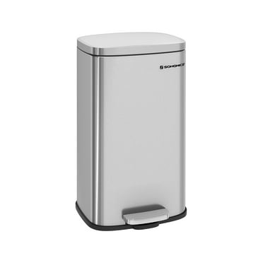 8 Gallon Kitchen Trash Can with Lid Stainless Steel Garbage Can Recycling Rubbish Bin Silver