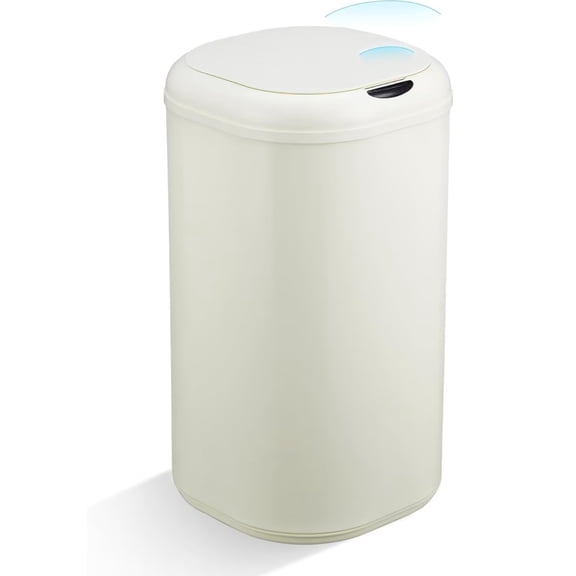 8 Gallon Motion Sensor Trash Can with Lid Automatic Kitchen Garbage Can Touchless 30 Liter Smart Stainless Steel Waste Bin for Home Office Kitchen Bathroom-Beige Hand Installation