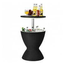 8 Gallon Patio Cooler Bar Table, Rattan Ice Bucket with Adjustable Tabletop - Outdoor Party Drink Dispenser for Pool, BBQ & Camping