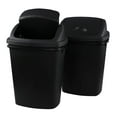 thumbnail image 1 of 8 Gallon Plastic Swing Top Garag Bin, Lidded Wastebasket Trash Can for Kitchen or Workspace, Set of 4, Black, 1 of 7