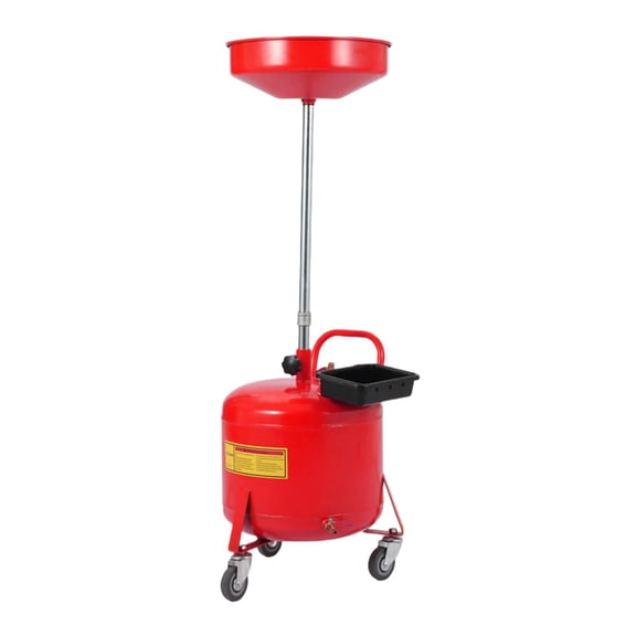 8 Gallon Portable Waste Oil Drain Tank, Air Operated Oil Lift Drainer, Adjustable Fluid Fuel Drainage with Wheels, Pressure Regulating Valve, Red