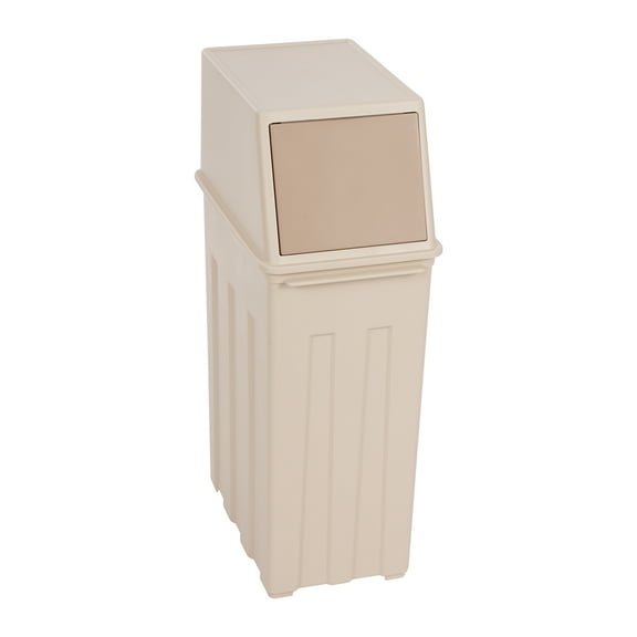 8 Gallon Slim Trash Can with Lid, Tall & Narrow Trash Bin Khaki 7.48*11.81*24.61in
