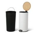 thumbnail image 1 of 8 Gallon Stainless Steel Kitchen Trash Can, Foot Pedal Trash Can with Bamboo Lid, Kitchen Bathroom Office Bedroom Bedside Trash Can, 1 of 7