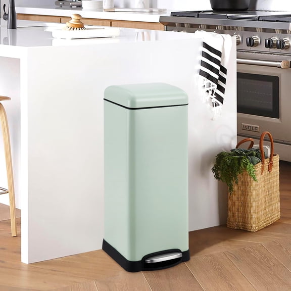 8-Gallon Step-Open Trash Can with Soft-Close Lid, Modern, Minimalistic for Home, Kitchen, Laundry Room, Office, Bedroom, Bathroom, with Removable Inner Bucket