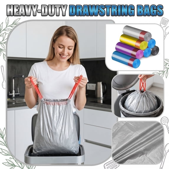 8 Gallon Trash Bags 5 Pack, 75 Count per Roll (Total 375 Count), 45cm x 50cm Thickened Leak-proof Garbage Bags for Home Kitchen Bathroom Office