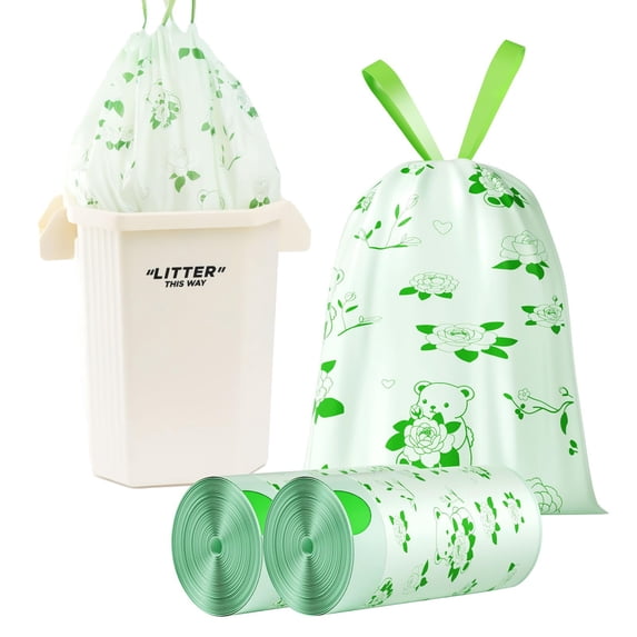 8 Gallon Trash Bags with Butterfly Printed & Sweet Wormwood Scent, Drawstring Medium Garbage Bags, Tear-Resistant & Fragrant Trash Can Liners, Trash Bags 8 Gallon for Home/Office, 25 Counts