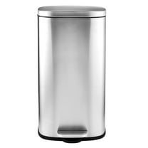 8 Gallon Trash Can, 30L Stainless Steel Kitchen Garbage Can, Step Waste Bin with Hinged Lid and Removable Inner Bucket, Soft-Close, Dustbin for Bathroom Bedroom Living room Home Office