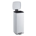 thumbnail image 1 of 8 Gallon Trash Can, Stainless Steel Kitchen Garbage Can with Soft Close Lid and Removable Plastic Inner Bucket, Step On Metal Trash Bin, Square, Fingerprint Resistant, White, 1 of 8