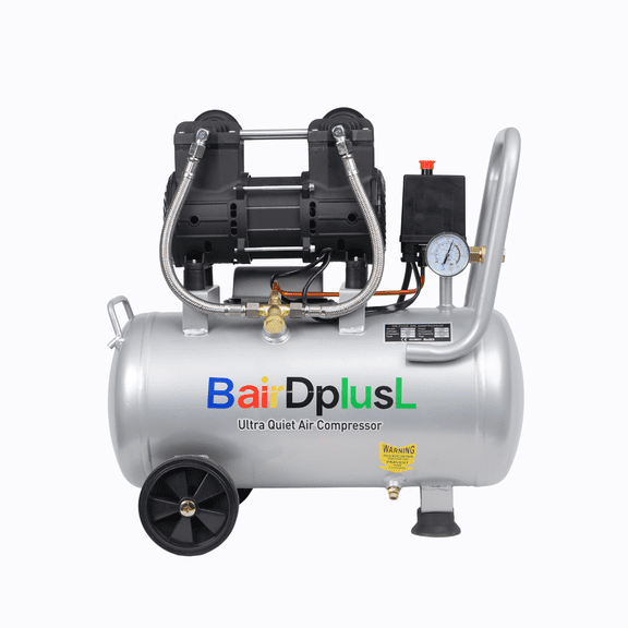 8 Gallon Ultra Quiet Air Compressor 110V/60Hz 1.5HP 8.8CFM MAX 115PSI Steel Tanks Oil-Free 70dB Noise Level Light & Quiet Portable Air Compressor with Wheels for, Auto Repair