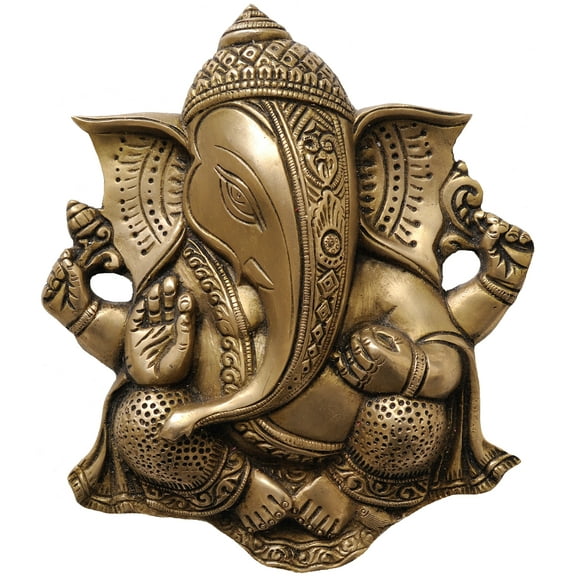 8" Ganesha Wall Hanging Brass Idols | Handmade | Made In India - Brass Statue