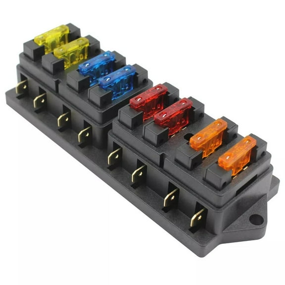 8 Gang 8 Way In Line Blade Fuse Box Block Holder Circuit for 12v 24v Car LED Fangkenuo