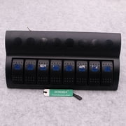 8 Gang BLUE LED Marine Boat Waterproof Rocker Switch Panel Circuit Breaker 12V