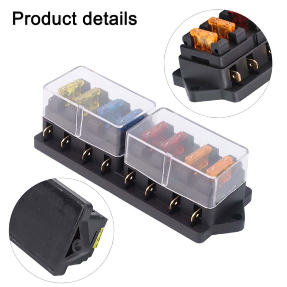8 Gang In-Line Fuse Box Holder with Clear Cover for 12V 24V Car, Truck or Boat Electrical Circuit Protection, Includes Assorted 5A 10A 15A 20A Fuses, Compact ABS Construction