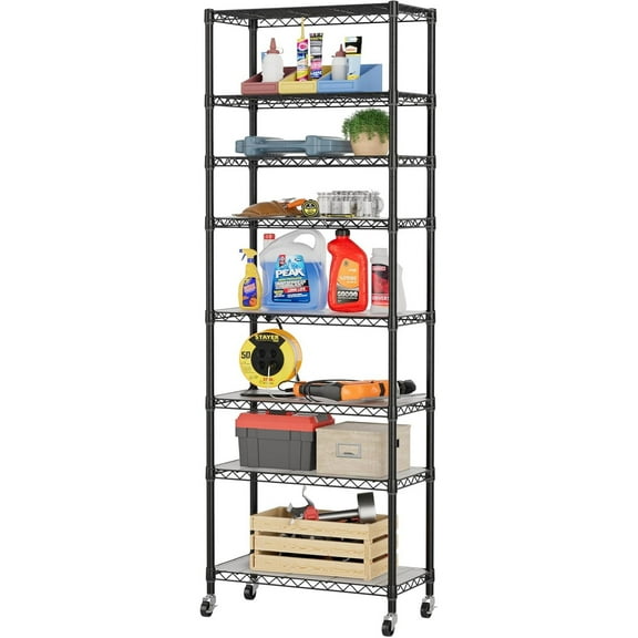 8 Garage Heavy Duty Shelving Unit Kitchen Pantry Close Home Organizers and Storage Bathroom Shelf Laundry Room Organization Industrial Book Metal Wire Adjustable Shelves