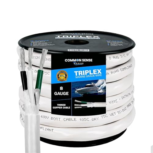 8 Gauge 3 Conductor Marine Wire 30 ft Triplex Round Marine Grade Wire