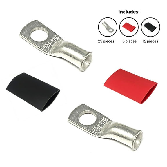 8-Gauge 5/16 in. Pure Copper Tin Coated Cable Lugs with Heat Shrink (25-Pack)