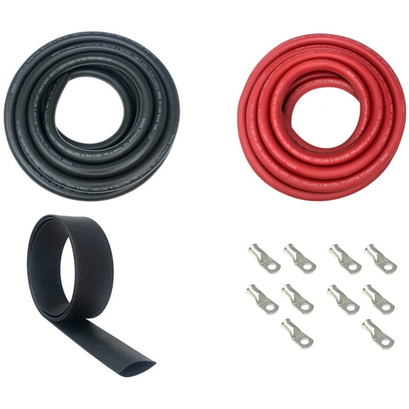 8-Gauge 5 ft. Black/5 ft. Red Welding Cable Kit Includes 10-Pieces of Cable Lugs and 3 ft. Heat Shrink Tubing