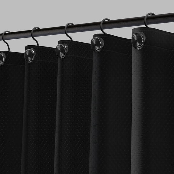 Acento Dots PEVA Shower Liner with Black Grommets, Soft-Touch, 72" x 72", Black