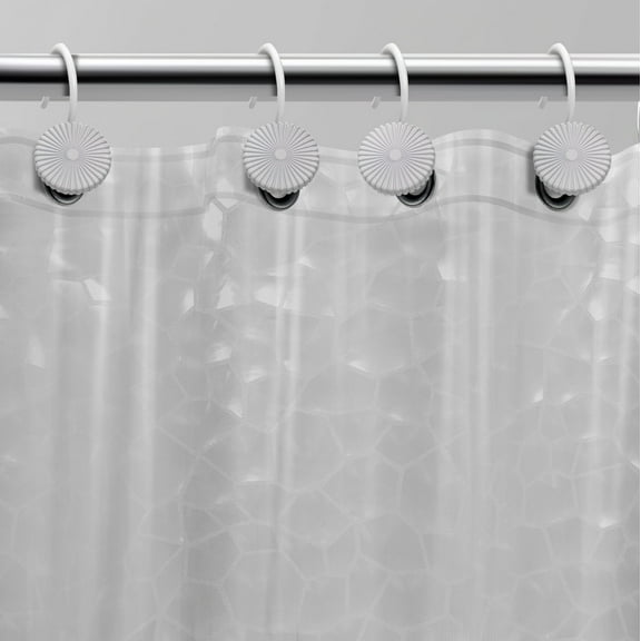 Acento 8-Gauge, 72" x 72" Black Large Metal Grommets Weighed Magnetic Hem PEVA Shower Liner in Clear