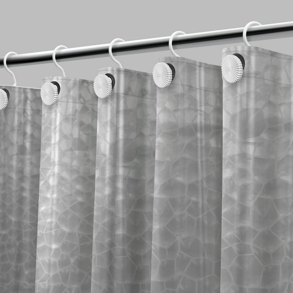 Acento 8-Gauge, 72" x 72" Black Large Metal Grommets Weighed Magnetic Hem PEVA Shower Liner in Clear
