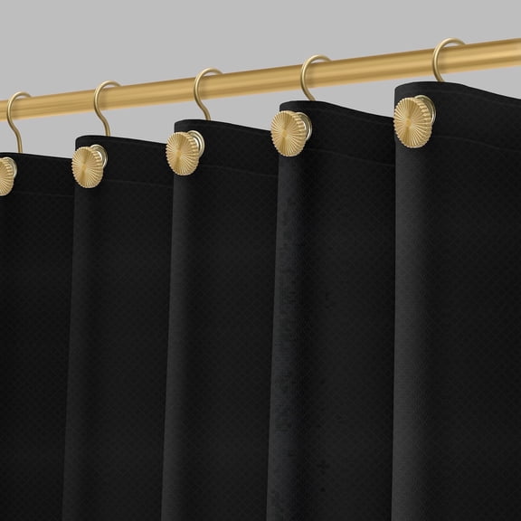 Acento Diamonds PEVA Shower Liner with Gold Grommets, Soft-Touch, 72" x 72", Black