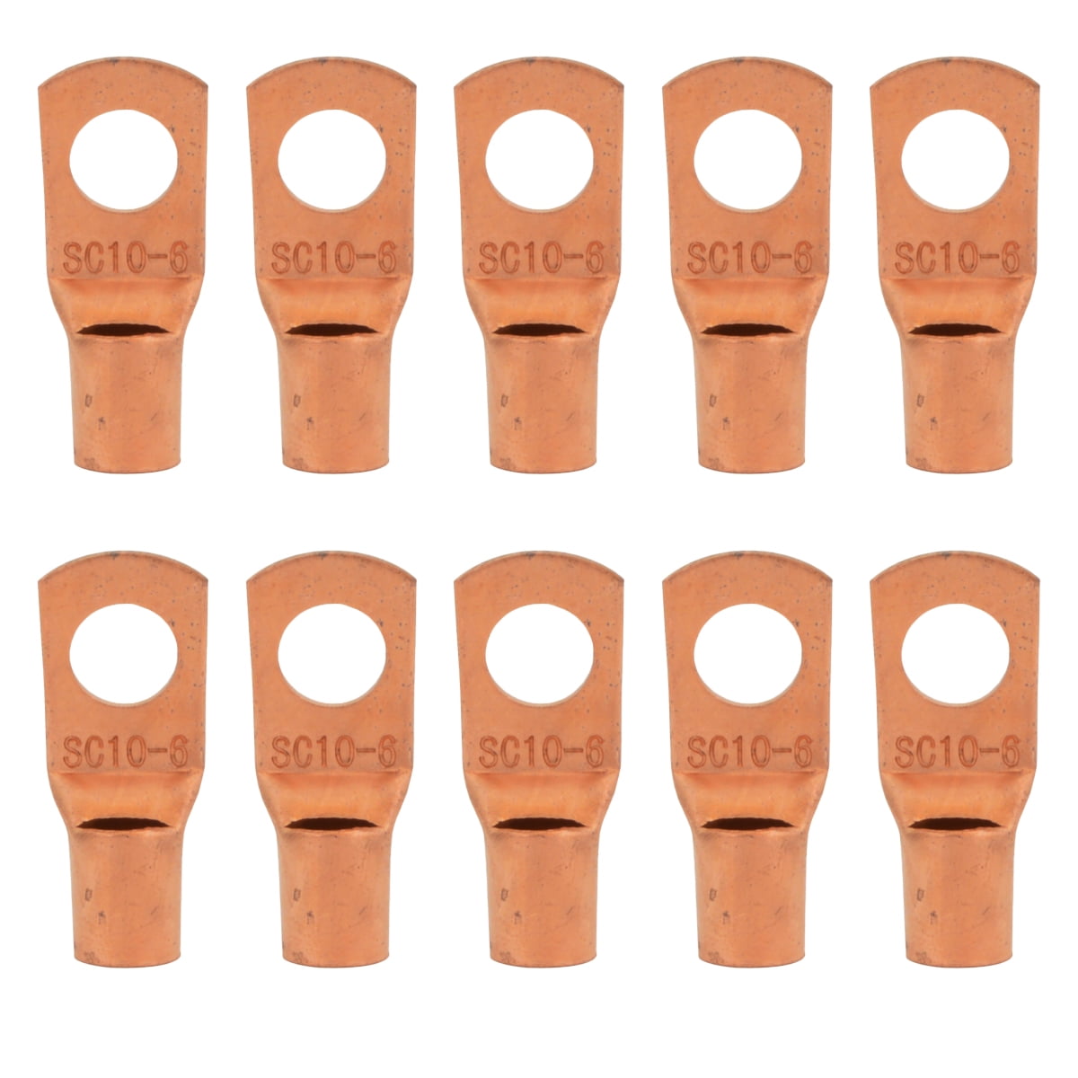 8 Gauge AWG Non-Insulated Pure Copper Lugs Ring Terminals Connectors 1/ ...