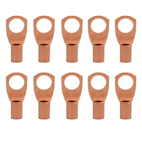8 Gauge AWG Non-Insulated Pure Copper Lugs Ring Terminals Connectors 5/16" Inch Ring Size 10 Pack