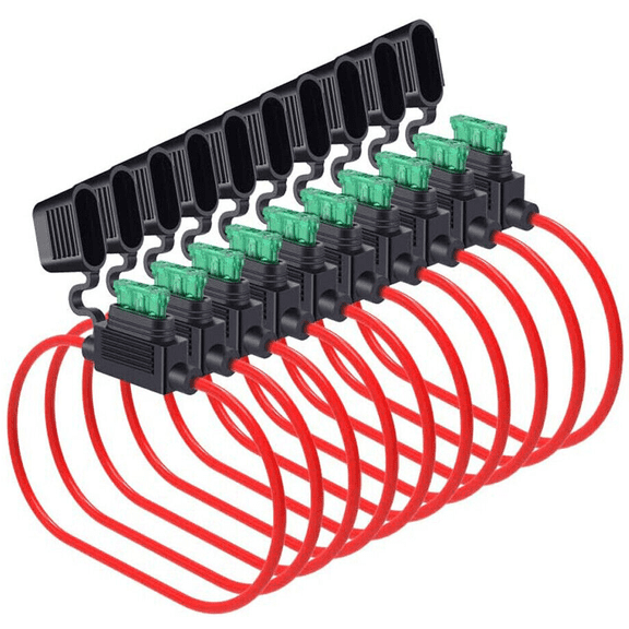 8 Gauge MAXI Inline Blade Fuse Holder 100% OFC Copper Wire 20 Pack