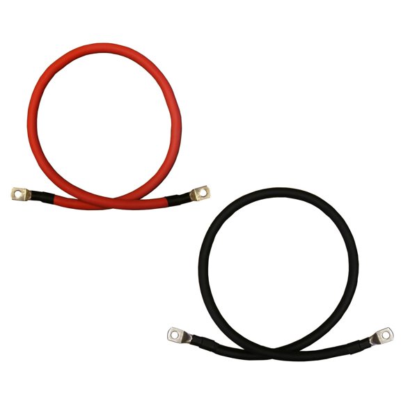 8 Gauge Red + Black Pure Copper Inverter Cables (7 ft, 5/16 in. Lugs Both Ends)