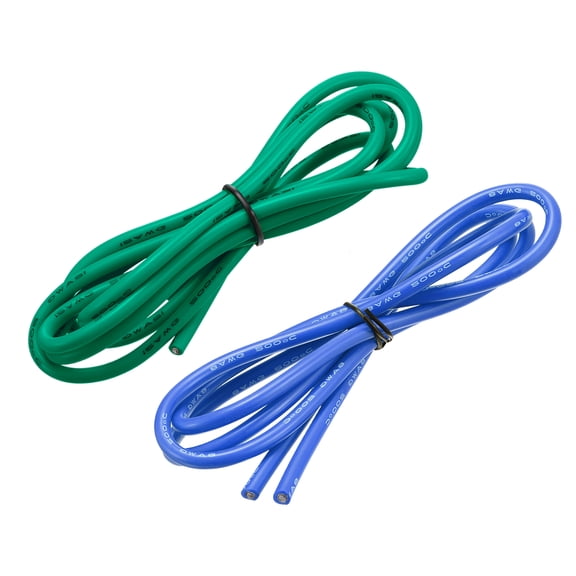8 Gauge Silicone Wire 8AWG Stranded Wire Tinned Copper Wire High Temp Wire Blue/Green 1.5m/4.92ft 2pcs