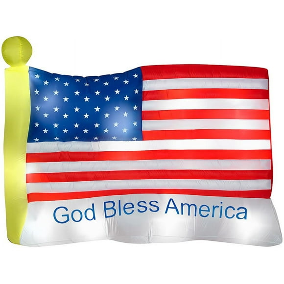 8' Gemmy Airblown Inflatable Patriotic "God Bless America" USA Flag Yard Decoration 32289