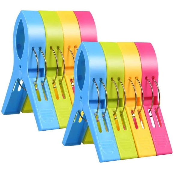 8 Giant Clothes Pegs, Beach Towel Clips, Strong Towel Clips, Windproof Clips On Beach Wimming Pool For Laundry, Beach Towel, Bath Towel, Rug In Bright Mix Colours
