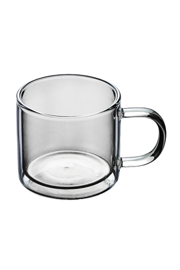 8 Glass Coffee Mugs Glasses - Insulated Glassware with Large Espresso Latte Cappuccino or - Gray