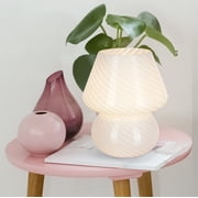 Mushroom Glass Table Lamp - White Striped