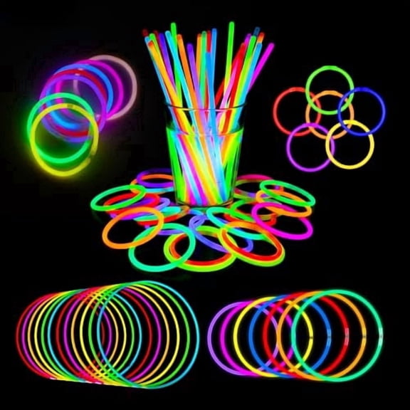 8"Glow Sticks, 100‑Pack Bulk Glow‑in‑the‑Dark Light Sticks, Neon Party Supplies for Necklaces & Bracelets, for Kids & Adults