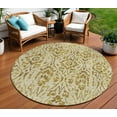 thumbnail image 1 of HomeRoots 590879 8 ft. Gold & Brown Round Floral Washable Indoor & Outdoor Area Rug, 1 of 5
