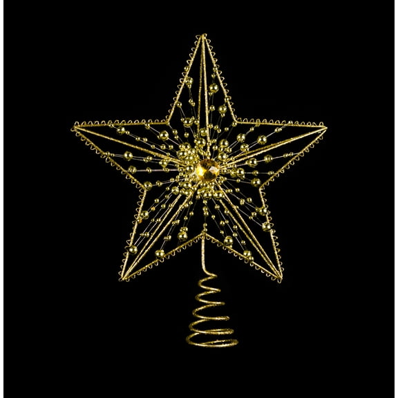 8" Gold Jeweled Metal Star Tree Topper