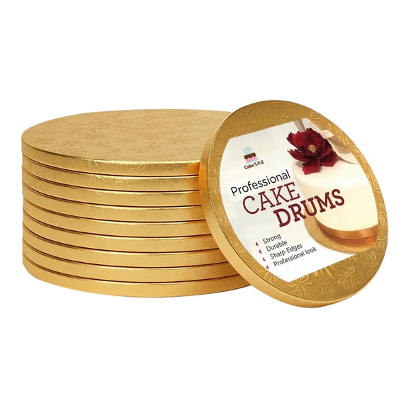 Cake S.O.S 8 Inches Gold Round Cake Drum Board, 1/2 Thick, (6-Pack)