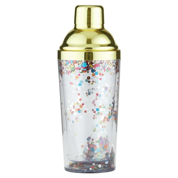 8" Gold Stainless Steel Cocktail Shaker with Confetti Design