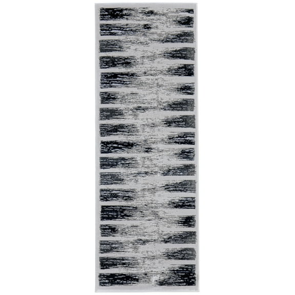 HomeRoots 616897 8 ft. Gray & Black Abstract Distressed Runner Rug